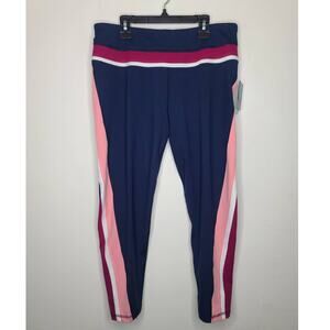 NWT DSG Dicks Sporting Goods high rise navy pink 7/8 length leggings - large